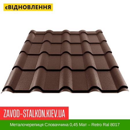 Металочерепиця Словаччина 0,45 Мат – Retro Ral 8017