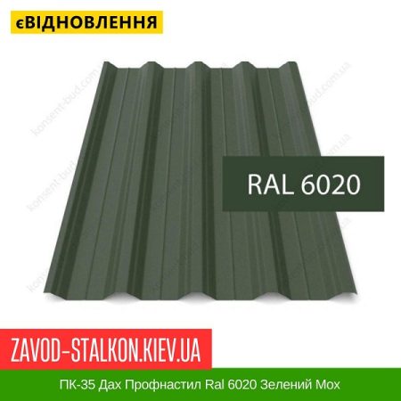 ПК-35 Дах Профнастил Ral 6020 Зелений Мох