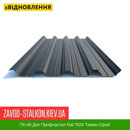 ПК-45 Дах Профнастил Ral 7024 Темно-Сірий