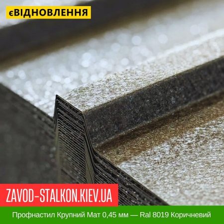 Профнастил Крупний Мат 0,45 мм — Ral 8019 Коричневий