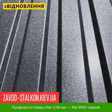 Профнастил Кварц Мат 0,45 мм — Ral 9005 Чорний