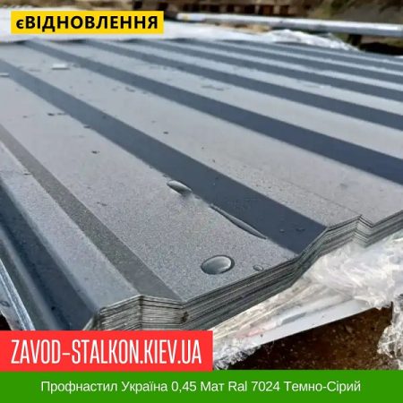 Профнастил Україна 0,45 Мат Ral 7024 Темно-Сірий